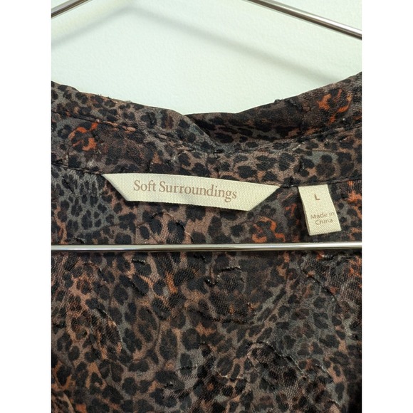 Soft Surroundings Lawton Leopard Midi Shirt Dress Textured Animal Print Large - Picture 5 of 9